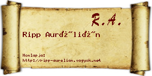 Ripp Aurélián névjegykártya